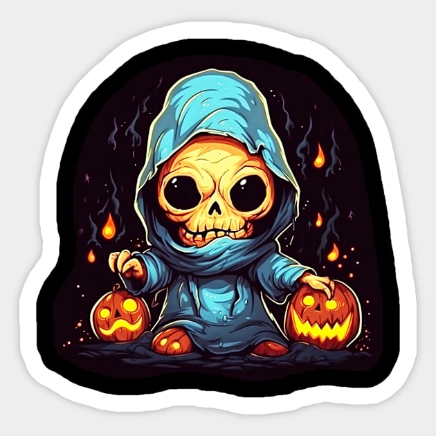 Eerie Halloween Ghoul Art - Spooky Season Delight Sticker by Captain Peter Designs